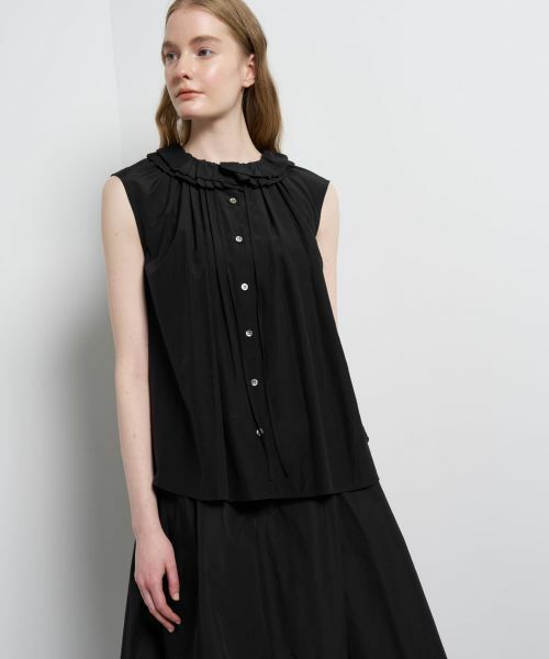 LANVIN en Bleu / ランバン オン ブルー シャツ・ブラウス | トリアセローンノースリフリルブラウス | 詳細18