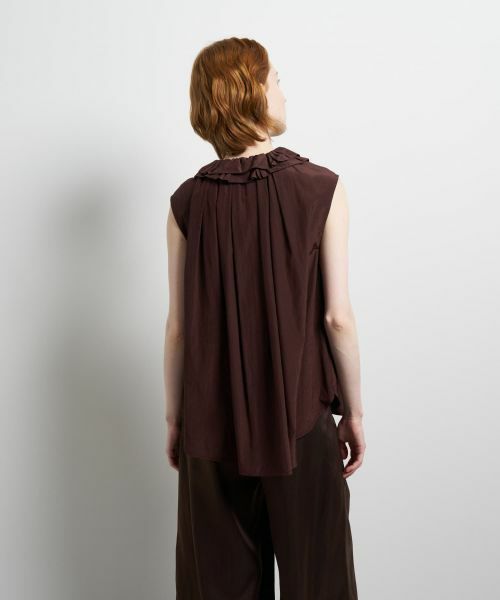 LANVIN en Bleu / ランバン オン ブルー シャツ・ブラウス | トリアセローンノースリフリルブラウス | 詳細6