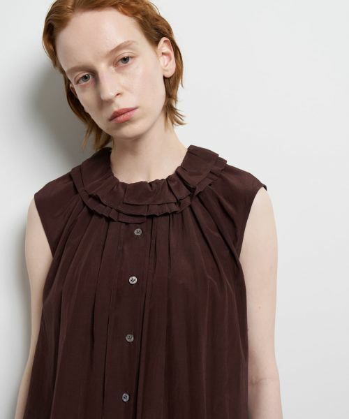 LANVIN en Bleu / ランバン オン ブルー シャツ・ブラウス | トリアセローンノースリフリルブラウス | 詳細7