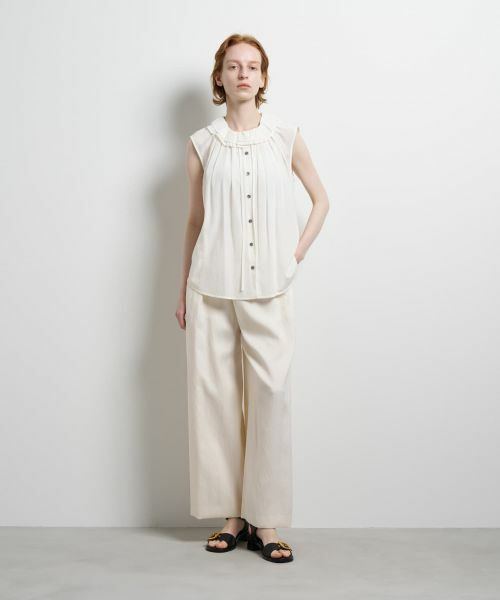 LANVIN en Bleu / ランバン オン ブルー シャツ・ブラウス | トリアセローンノースリフリルブラウス | 詳細9