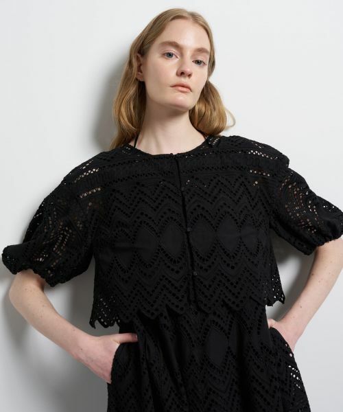 LANVIN en Bleu / ランバン オン ブルー シャツ・ブラウス | エンブロイダリーコットンレースブラウス（ブラック）