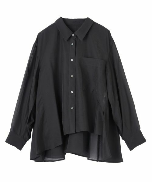 LANVIN en Bleu / ランバン オン ブルー シャツ・ブラウス | セミシアーフレアシャツ（ブラック）