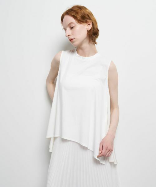 LANVIN en Bleu / ランバン オン ブルー Tシャツ | ブライトローンコンビカットソー（オフホワイト）