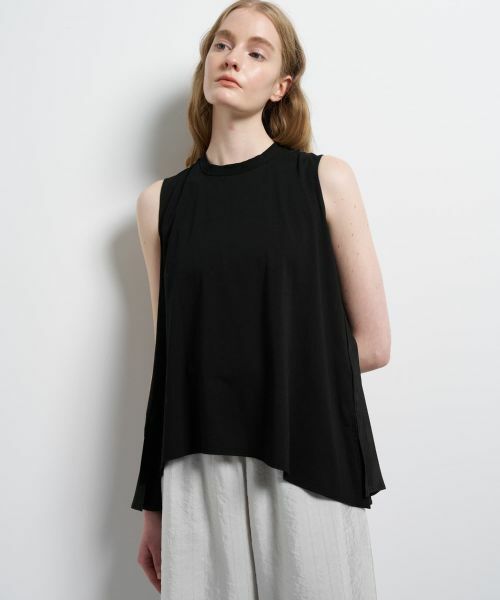 LANVIN en Bleu / ランバン オン ブルー Tシャツ | ブライトローンコンビカットソー（ブラック）