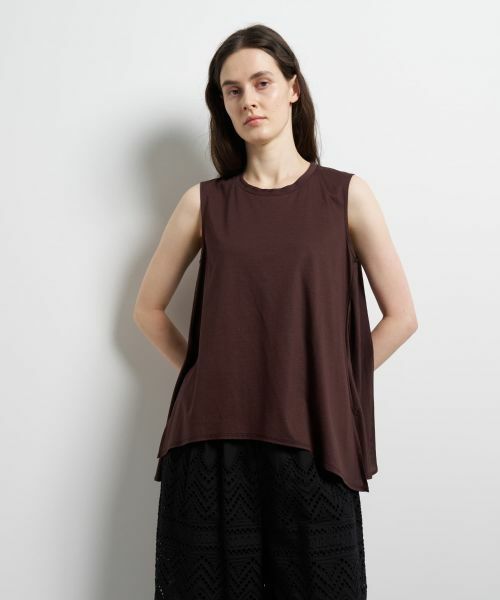 LANVIN en Bleu / ランバン オン ブルー Tシャツ | ブライトローンコンビカットソー（ボルドー）