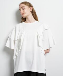 LANVIN en Bleu / ランバン オン ブルー Tシャツ | アシンメフリルカットソー