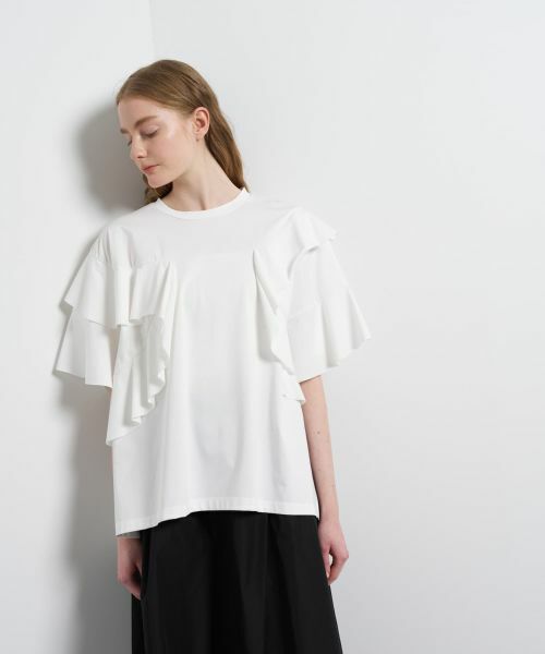 LANVIN en Bleu / ランバン オン ブルー Tシャツ | アシンメフリルカットソー | 詳細12