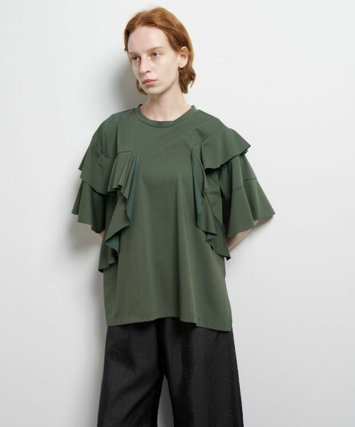 LANVIN en Bleu / ランバン オン ブルー Tシャツ | アシンメフリルカットソー | 詳細4