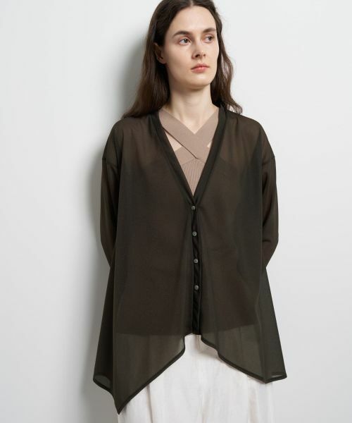 LANVIN en Bleu / ランバン オン ブルー カットソー | シアートリコットフレアカーデ（ブラウン）