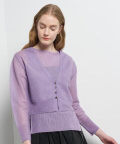 LANVIN en Bleu / ランバン オン ブルー カーディガン・ボレロ | シアーVネックカーディガン