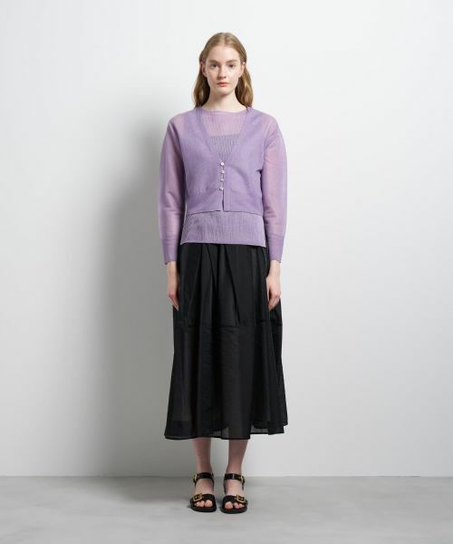 LANVIN en Bleu / ランバン オン ブルー カーディガン・ボレロ | シアーVネックカーディガン | 詳細1