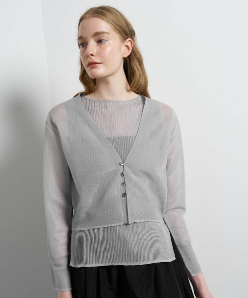 LANVIN en Bleu / ランバン オン ブルー カーディガン・ボレロ | シアーVネックカーディガン | 詳細10