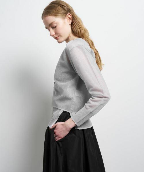 LANVIN en Bleu / ランバン オン ブルー カーディガン・ボレロ | シアーVネックカーディガン | 詳細11