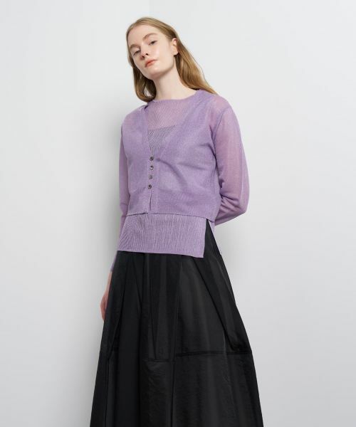 LANVIN en Bleu / ランバン オン ブルー カーディガン・ボレロ | シアーVネックカーディガン | 詳細4