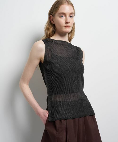 LANVIN en Bleu / ランバン オン ブルー ニット・セーター | シアーリブボートネックニット（ブラック）