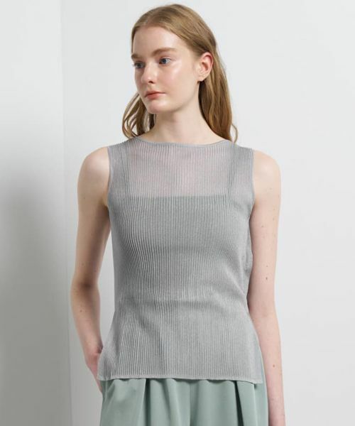 LANVIN en Bleu / ランバン オン ブルー ニット・セーター | シアーリブボートネックニット（グレー）