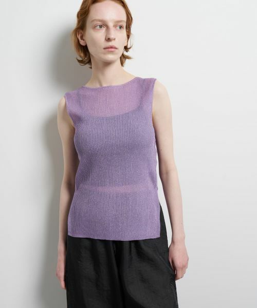LANVIN en Bleu / ランバン オン ブルー ニット・セーター | シアーリブボートネックニット（ライトパープル）