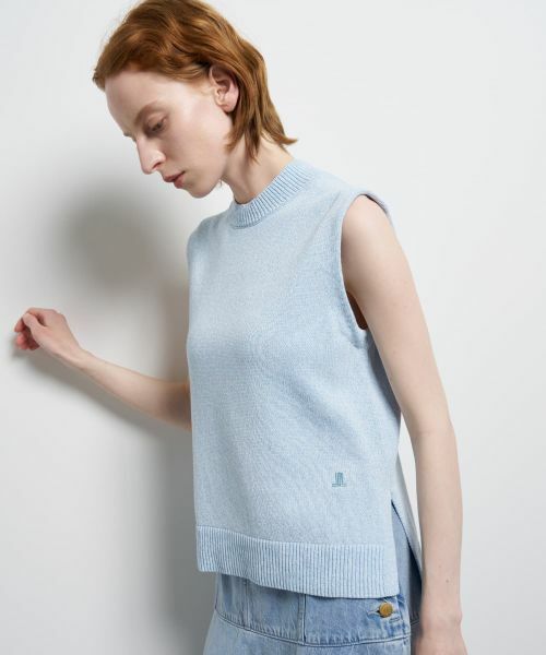 LANVIN en Bleu / ランバン オン ブルー ニット・セーター | メランジノースリーブニット（ブルー）