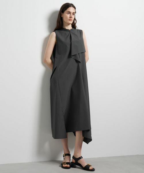 LANVIN en Bleu / ランバン オン ブルー ドレス | ライトタフタアシンメトリーフレアワンピース | 詳細4