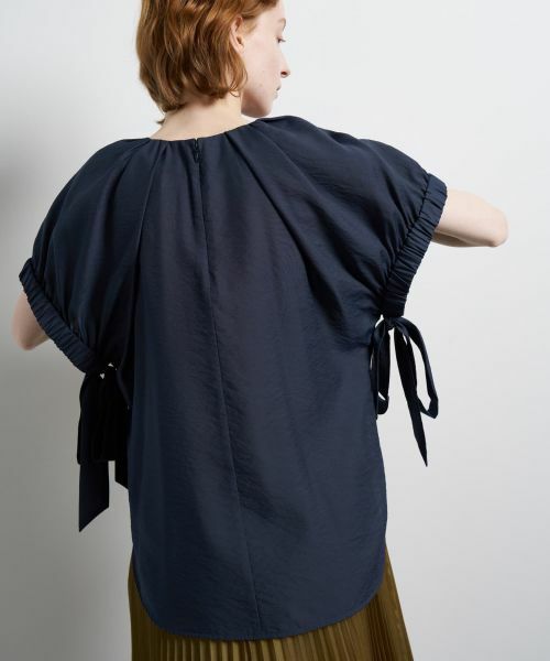 LANVIN en Bleu / ランバン オン ブルー シャツ・ブラウス | シアータンブラーギャザーブラウス（ネイビー）