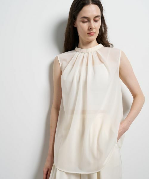 LANVIN en Bleu / ランバン オン ブルー シャツ・ブラウス | シアートリコットバックドレープブラウス（オフホワイト）