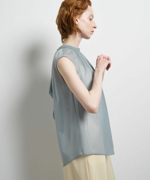 LANVIN en Bleu / ランバン オン ブルー シャツ・ブラウス | シアートリコットバックドレープブラウス | 詳細4