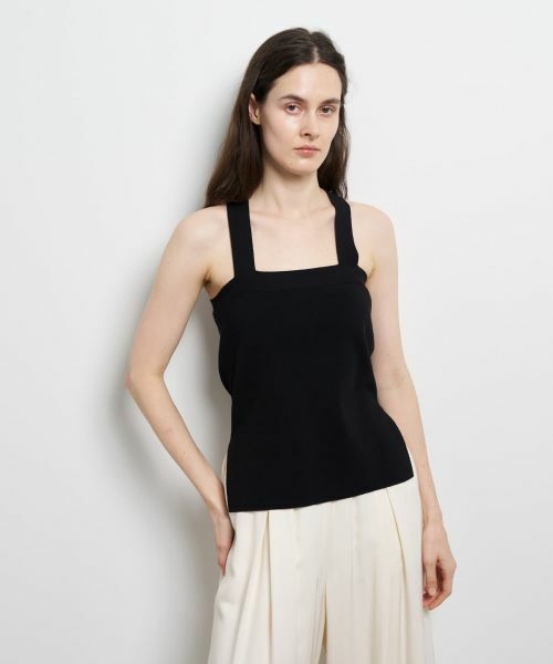 LANVIN en Bleu / ランバン オン ブルー ニット・セーター | 2wayクロスネックニットタンクトップ（ブラック）