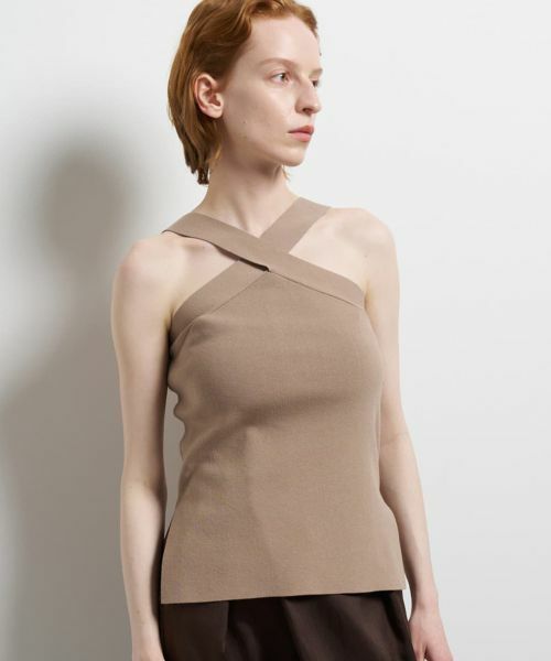 LANVIN en Bleu / ランバン オン ブルー ニット・セーター | 2wayクロスネックニットタンクトップ（ベージュ）