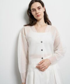 LANVIN en Bleu / ランバン オン ブルー カーディガン・ボレロ | Vネックシアーカーディガン