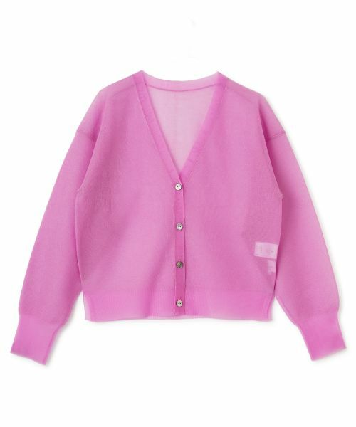 LANVIN en Bleu / ランバン オン ブルー カーディガン・ボレロ | Vネックシアーカーディガン（ピンク）