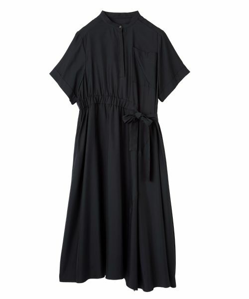 LANVIN en Bleu / ランバン オン ブルー ドレス | キュプラツイルドロストベルトワンピース（ネイビー）