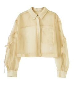 LANVIN en Bleu / ランバン オン ブルー シャツ・ブラウス | リボンスリーブシアーシャツ