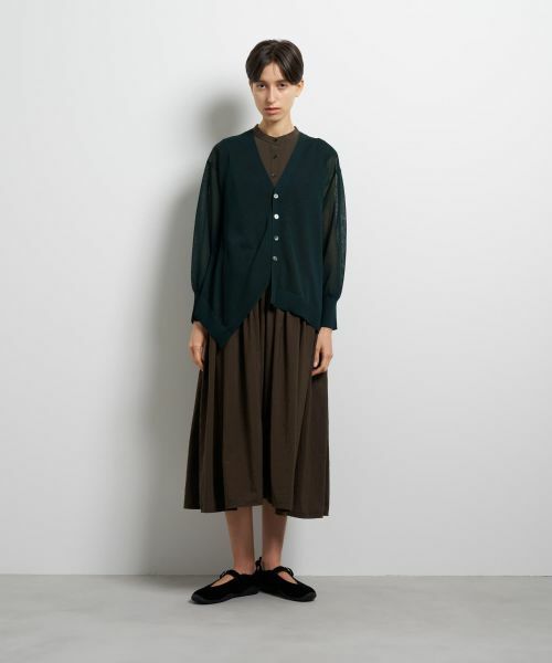 LANVIN en Bleu / ランバン オン ブルー カーディガン・ボレロ | シアーアシンメヘムカーディガン | 詳細1