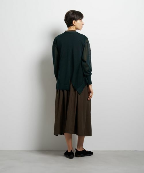 LANVIN en Bleu / ランバン オン ブルー カーディガン・ボレロ | シアーアシンメヘムカーディガン | 詳細3