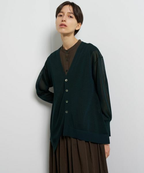 LANVIN en Bleu / ランバン オン ブルー カーディガン・ボレロ | シアーアシンメヘムカーディガン | 詳細4