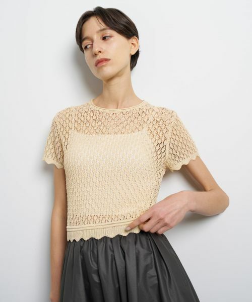 LANVIN en Bleu / ランバン オン ブルー ニット・セーター | シアーラメレースニット（ベージュ）