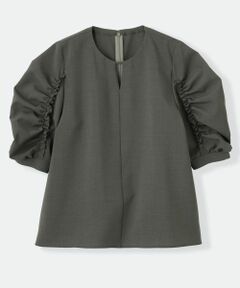 LANVIN en Bleu / ランバン オン ブルー シャツ・ブラウス | ドライポリエステルギャザースリーブブラウス