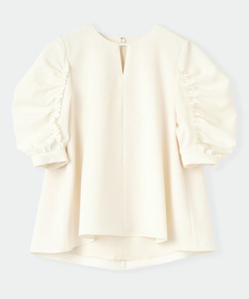 LANVIN en Bleu / ランバン オン ブルー シャツ・ブラウス | ドライポリエステルギャザースリーブブラウス（オフホワイト）