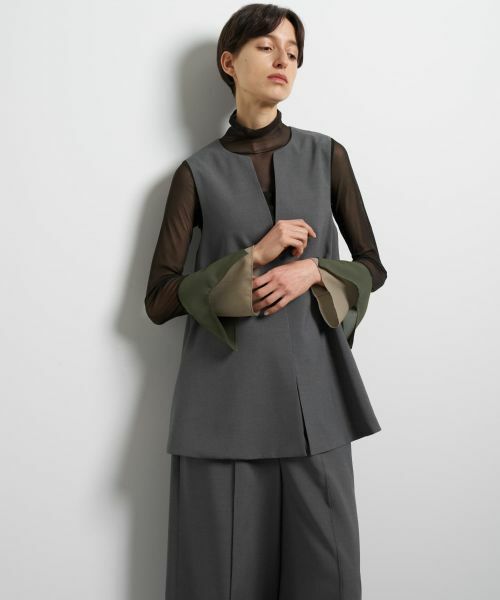 LANVIN en Bleu / ランバン オン ブルー シャツ・ブラウス | ドライポリエステルバックオープンベスト（グレー）