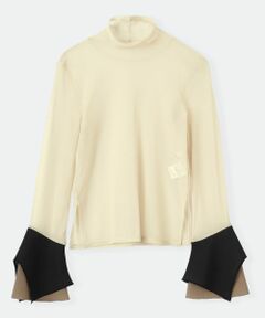 LANVIN en Bleu / ランバン オン ブルー Tシャツ | フレアカフスコンビカットソー
