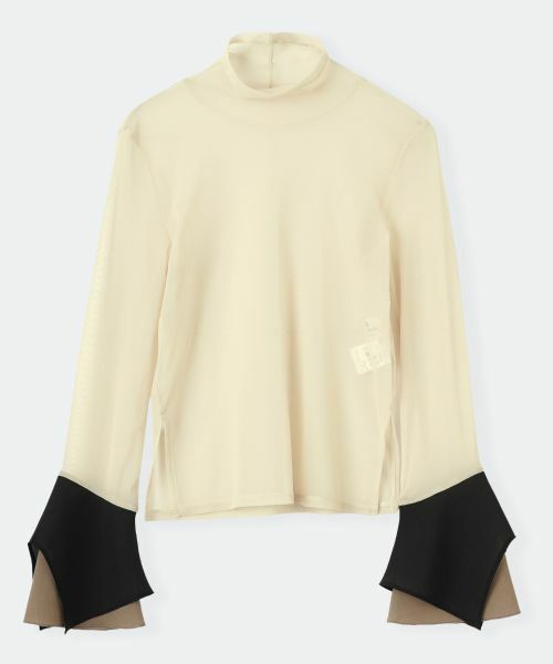 LANVIN en Bleu / ランバン オン ブルー Tシャツ | フレアカフスコンビカットソー（ベージュ）