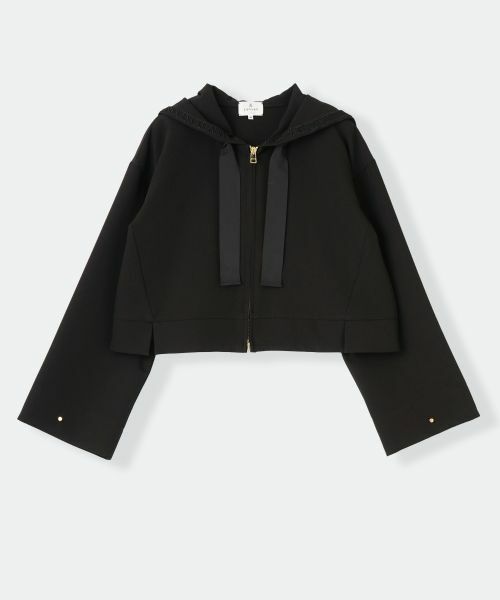 LANVIN en Bleu / ランバン オン ブルー カットソー | ロゴレーステープフーディー（ブラック）