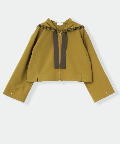 LANVIN en Bleu / ランバン オン ブルー カットソー | ロゴレーステープフーディー（カーキ）
