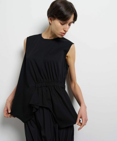 LANVIN en Bleu / ランバン オン ブルー Tシャツ | サイドギャザーカットソー（ブラック）
