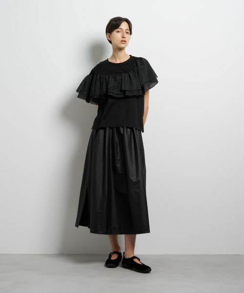 LANVIN en Bleu / ランバン オン ブルー Tシャツ | フリルコンビカットソー | 詳細1
