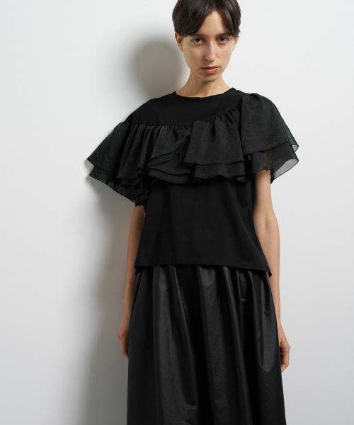 LANVIN en Bleu / ランバン オン ブルー Tシャツ | フリルコンビカットソー | 詳細5