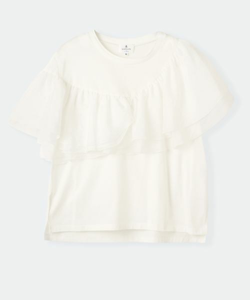 LANVIN en Bleu / ランバン オン ブルー Tシャツ | フリルコンビカットソー（オフホワイト）