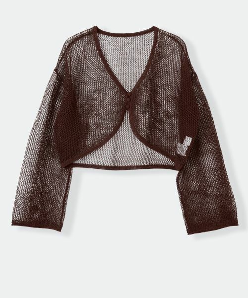 LANVIN en Bleu / ランバン オン ブルー カーディガン・ボレロ | メッシュニットボレロ（ブラウン）
