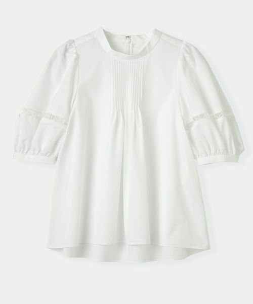 LANVIN en Bleu / ランバン オン ブルー シャツ・ブラウス | ロゴテープスタンドカラーブラウス（オフホワイト）