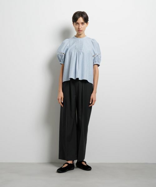 LANVIN en Bleu / ランバン オン ブルー シャツ・ブラウス | ロゴテープスタンドカラーブラウス | 詳細1